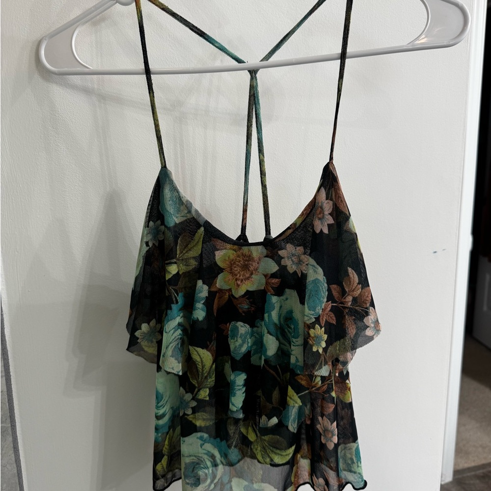 Floral Chiffon Spaghetti Strap Top